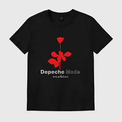 Футболка хлопковая мужская Depeche Mode - Violator rose logo, цвет: черный