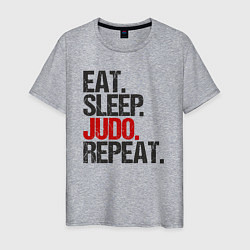 Футболка хлопковая мужская Eat sleep judo repeat, цвет: меланж