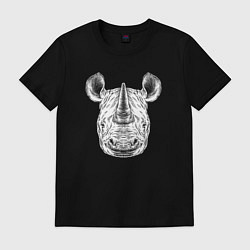 Футболка хлопковая мужская Носорожик белый, цвет: черный