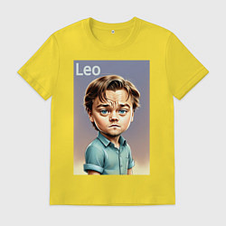 Футболка хлопковая мужская Мультяшный Леонардо Ди Каприо - нейросеть, цвет: желтый
