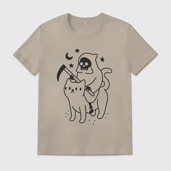 Футболка хлопковая мужская Смерть на коте, цвет: миндальный