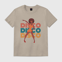 Футболка хлопковая мужская Disco girl, цвет: миндальный