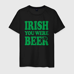 Футболка хлопковая мужская Irish you were beer, цвет: черный
