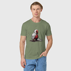 Футболка хлопковая мужская Красный попугай, цвет: авокадо — фото 2