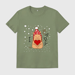 Футболка хлопковая мужская Капибара с сердцем: я люблю, цвет: авокадо