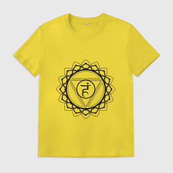 Футболка хлопковая мужская Вишудха чакра - символ аюрведы, цвет: желтый