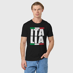Футболка хлопковая мужская Italia, цвет: черный — фото 2
