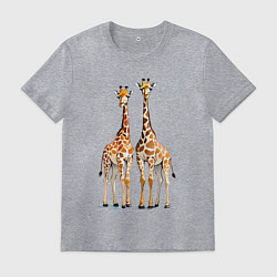 Футболка хлопковая мужская Друзья-жирафы, цвет: меланж