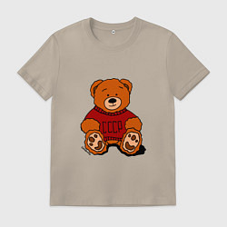 Футболка хлопковая мужская Мишка из СССР, цвет: миндальный