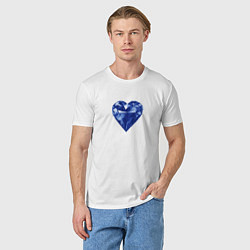 Футболка хлопковая мужская Синее алмазное сердце, цвет: белый — фото 2