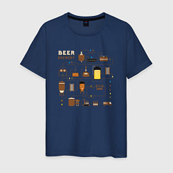 Футболка хлопковая мужская Схема пивоварения процесс, цвет: тёмно-синий