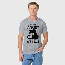Футболка хлопковая мужская I am not angry cat, цвет: меланж — фото 2