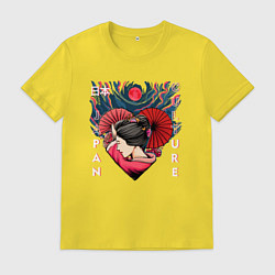 Футболка хлопковая мужская Японская гейша, цвет: желтый