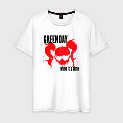 Футболка хлопковая мужская Green Day when its time, цвет: белый