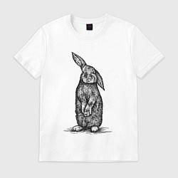 Футболка хлопковая мужская Заяц косой, цвет: белый