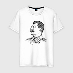 Футболка хлопковая мужская Профиль Сталина, цвет: белый