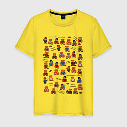 Футболка хлопковая мужская Мишки-персонажи из слово пацана, цвет: желтый