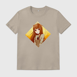 Футболка хлопковая мужская Улыбка волчицы, цвет: миндальный