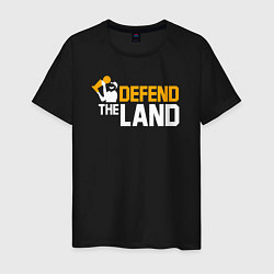 Футболка хлопковая мужская Defend the land, цвет: черный
