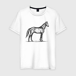 Футболка хлопковая мужская Лошадь в профиль, цвет: белый