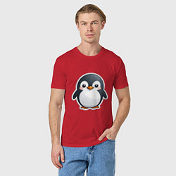 Футболка хлопковая мужская Пингвин цыпленок, цвет: красный — фото 2