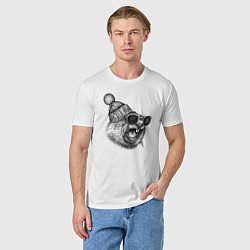 Футболка хлопковая мужская Орущий суслик-хипстер, цвет: белый — фото 2