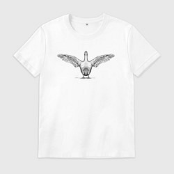 Футболка хлопковая мужская Утка машет крыльями, цвет: белый