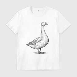 Футболка хлопковая мужская Гусь в профиль, цвет: белый