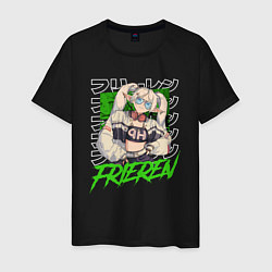 Футболка хлопковая мужская Frieren mage elf, цвет: черный
