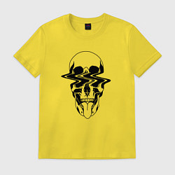 Футболка хлопковая мужская Глитч череп, цвет: желтый
