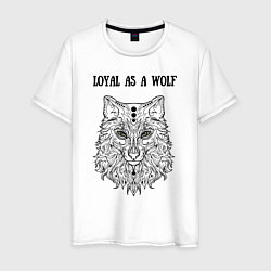 Футболка хлопковая мужская Loyal as a wolf, цвет: белый