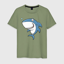 Футболка хлопковая мужская Cute shark, цвет: авокадо