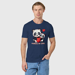 Футболка хлопковая мужская Влюбленные панды с сердцем, цвет: тёмно-синий — фото 2