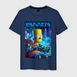 Футболка хлопковая мужская Cyber Bart Simpson - esport, цвет: тёмно-синий