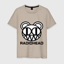 Футболка хлопковая мужская Radiohead logo bear, цвет: миндальный