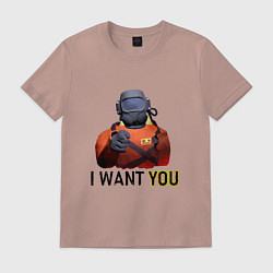 Футболка хлопковая мужская Lethal Company: I want you, цвет: пыльно-розовый