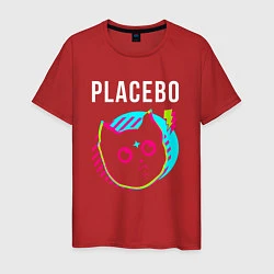 Футболка хлопковая мужская Placebo rock star cat, цвет: красный