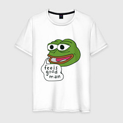 Футболка хлопковая мужская Pepe feels good man, цвет: белый