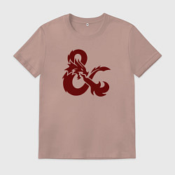 Футболка хлопковая мужская Подземелья и драконы лого, цвет: пыльно-розовый
