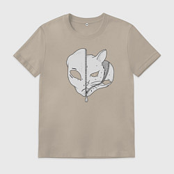Футболка хлопковая мужская Кошка - инопланетянин, цвет: миндальный