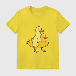 Футболка хлопковая мужская Две утки, цвет: желтый