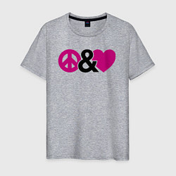 Футболка хлопковая мужская Peace and love, цвет: меланж