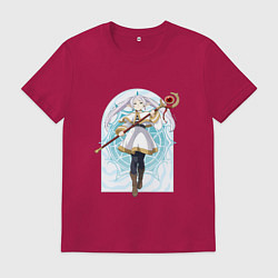 Футболка хлопковая мужская Фрирен с посохом, цвет: маджента