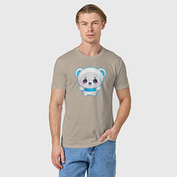 Футболка хлопковая мужская Белый полярный медвежонок, цвет: миндальный — фото 2