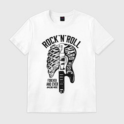 Футболка хлопковая мужская Rock n roll - amazing music, цвет: белый