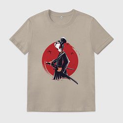 Футболка хлопковая мужская Девушка самурай в маске, цвет: миндальный