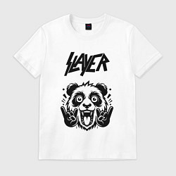 Футболка хлопковая мужская Slayer - rock panda, цвет: белый
