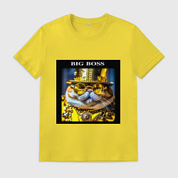 Футболка хлопковая мужская Рыжий кот барон в стиле стимпанк: big boss, цвет: желтый