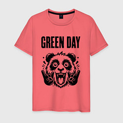 Футболка хлопковая мужская Green Day - rock panda, цвет: коралловый