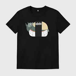 Футболка хлопковая мужская Тоторо суши, цвет: черный